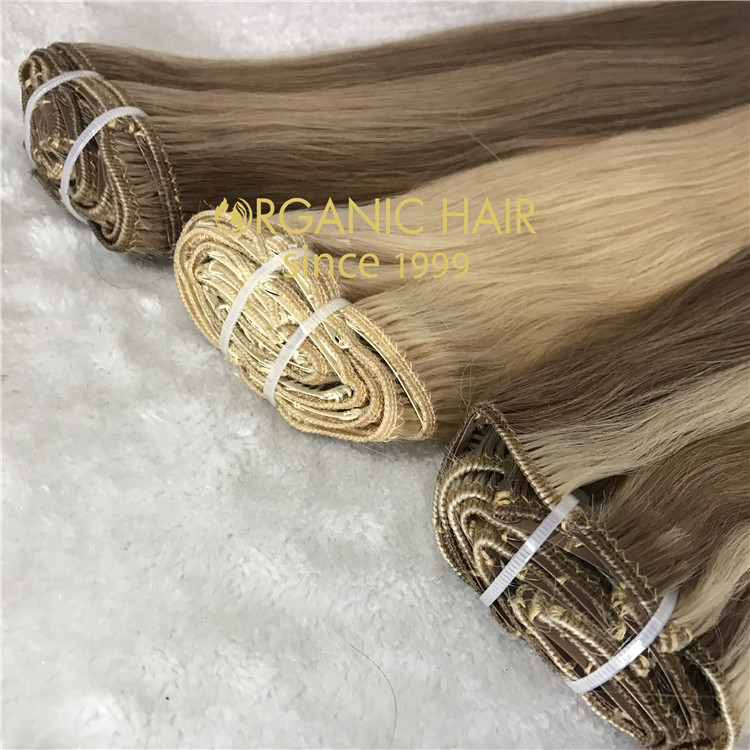 Full cuticle double drawn custom color clip in hair extensions CC125